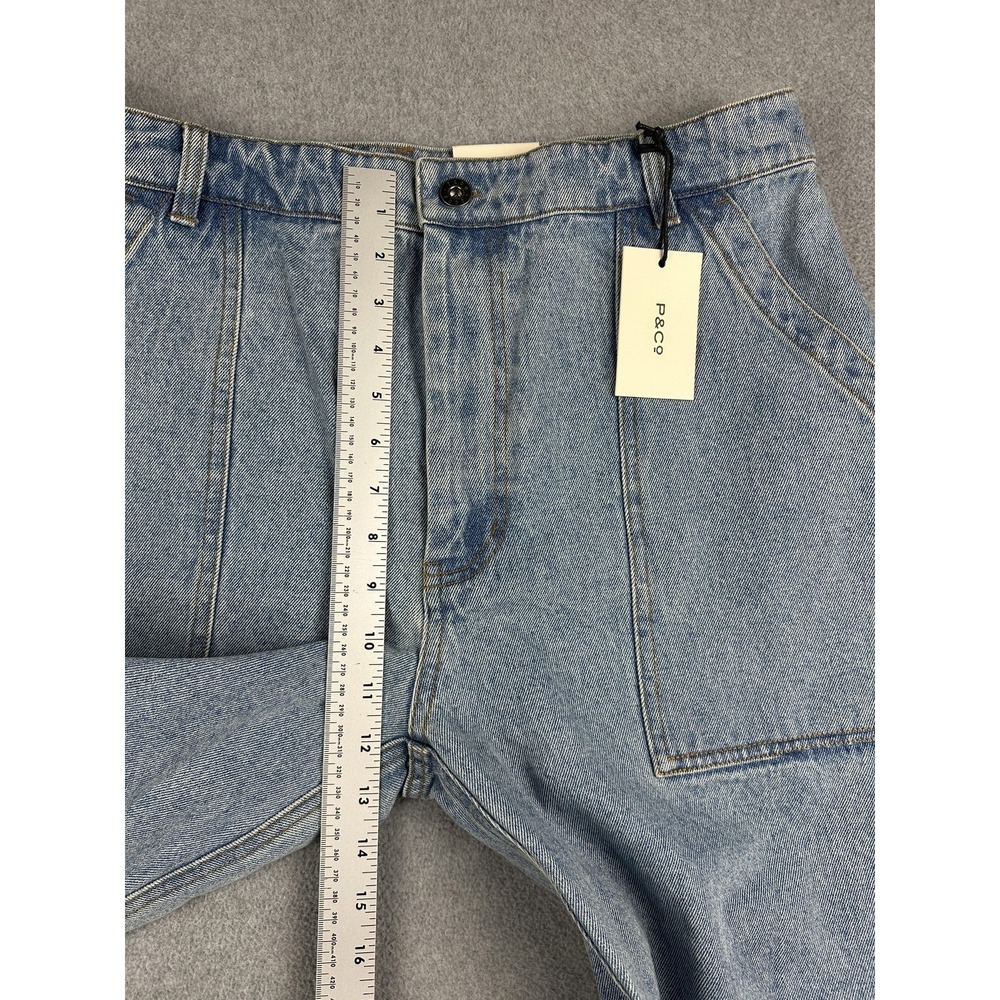P&Co 304 Jeans Womens 18 36L Light Wash Blue Relaxed Cropped Denim Cargo NWT - Picture 5 of 12